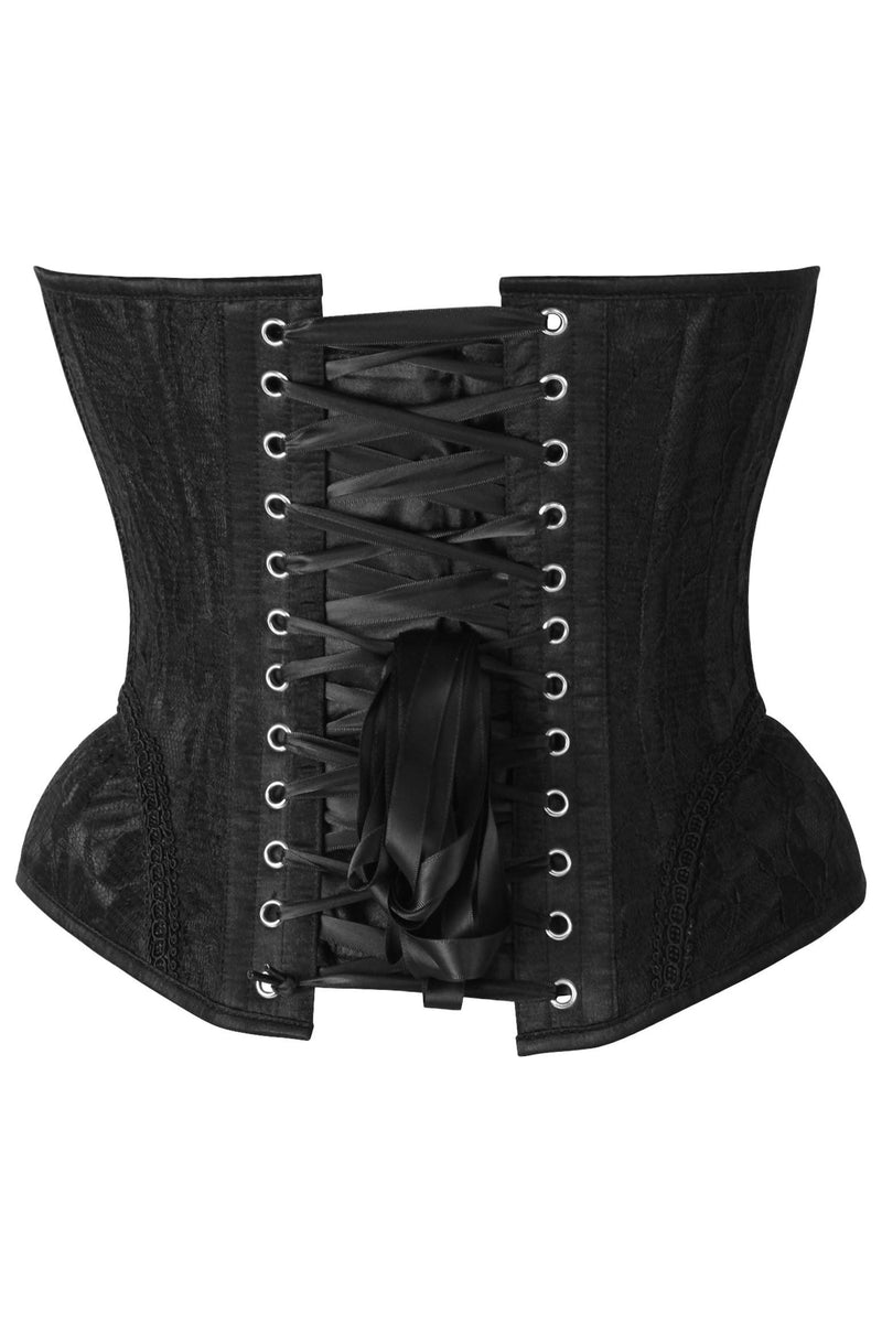 Daisy Corsets Top Drawer Black W Black Lace Steel Boned Underwire