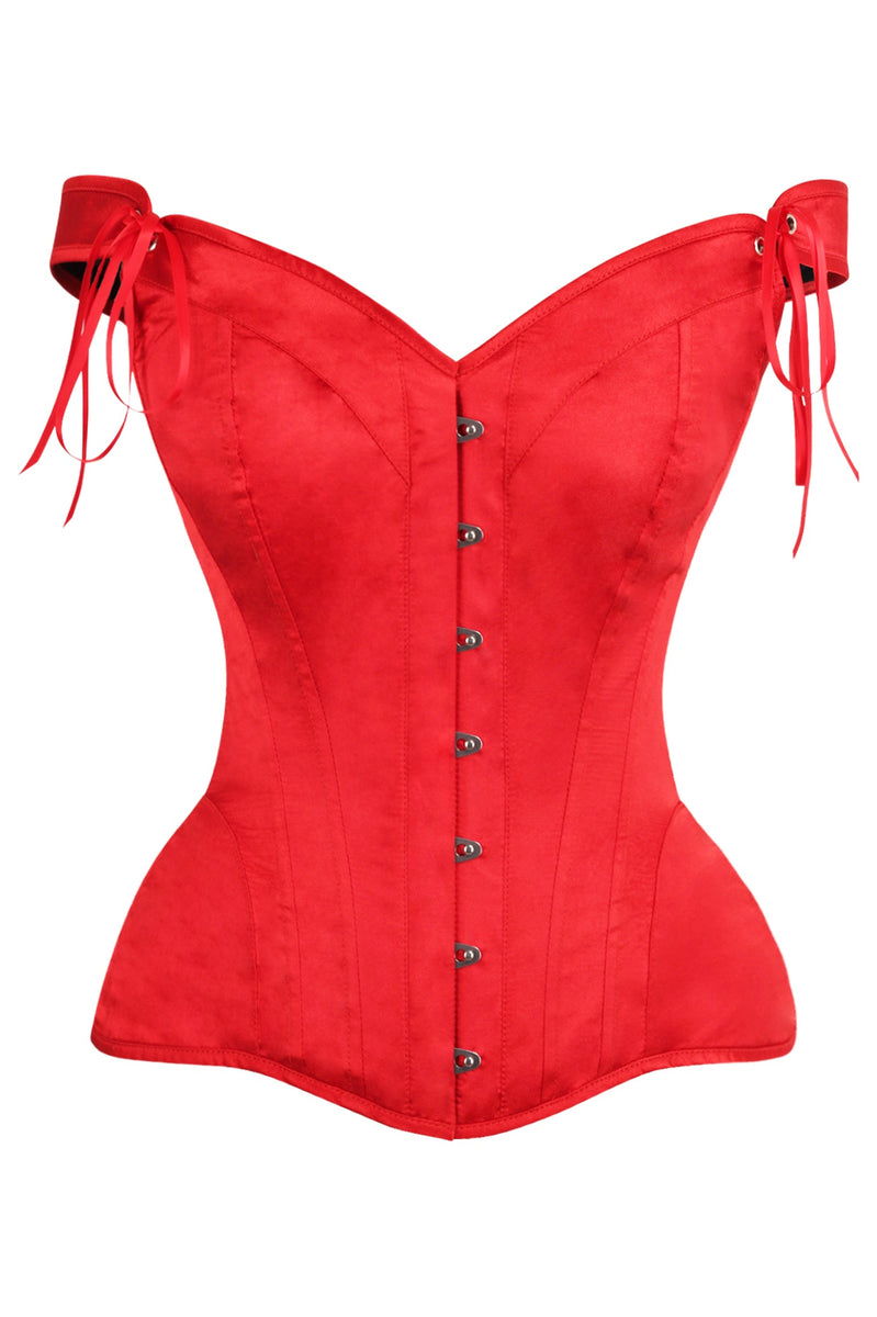 Daisy Corsets Top Drawer Red Satin Steel Boned Corset Wstraps 7309