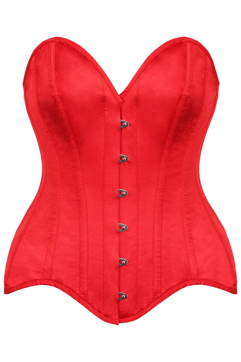 Daisy Corsets Top Drawer Red Satin Steel Boned Overbust Corset 5597