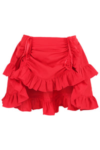 Red Crepe Ruched Bustle Skirt