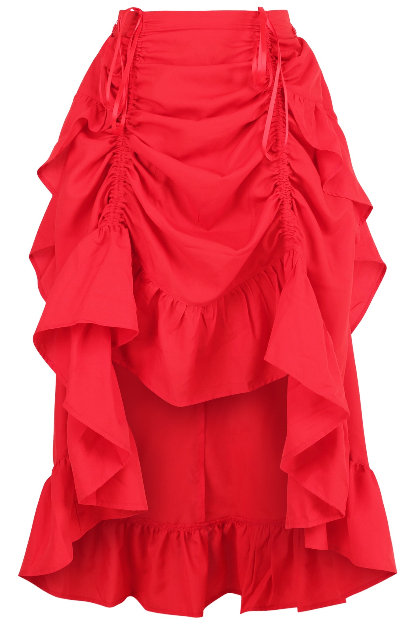 Red Crepe Adjustable High Low Skirt