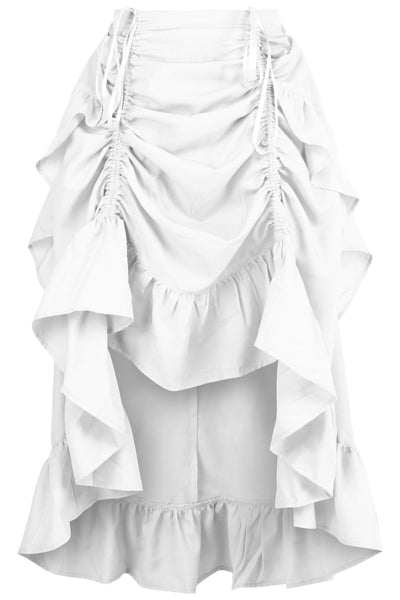 White Crepe Adjustable High Low Skirt