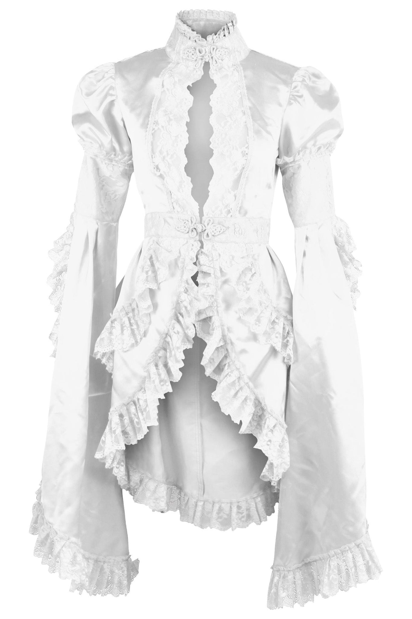 White Satin & Lace Ruffled Jacket