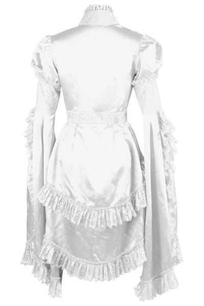 White Satin & Lace Ruffled Jacket