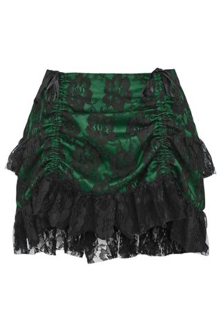 Green/Black Lace Ruched Bustle Skirt