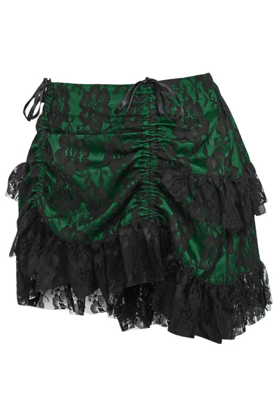 Green/Black Lace Ruched Bustle Skirt