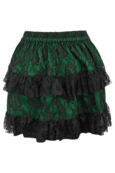 Green/Black Lace Ruched Bustle Skirt