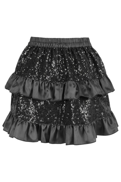 Black Sequin Ruched Bustle Skirt