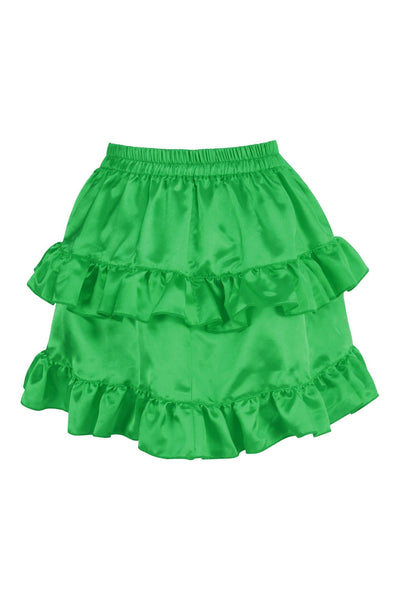 Green Satin Ruched Bustle Skirt