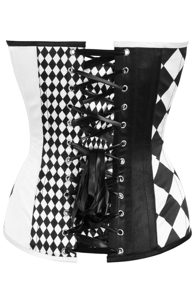 Top Drawer Black/White Print Steel Boned Corset