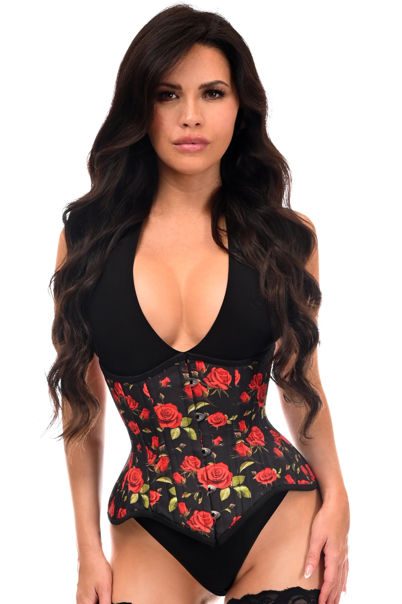Top Drawer Red Roses Double Steel Boned Waist Training Corset Cincher