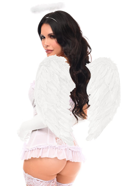 Lavish 4 PC White Angel Bustier Corset Costume
