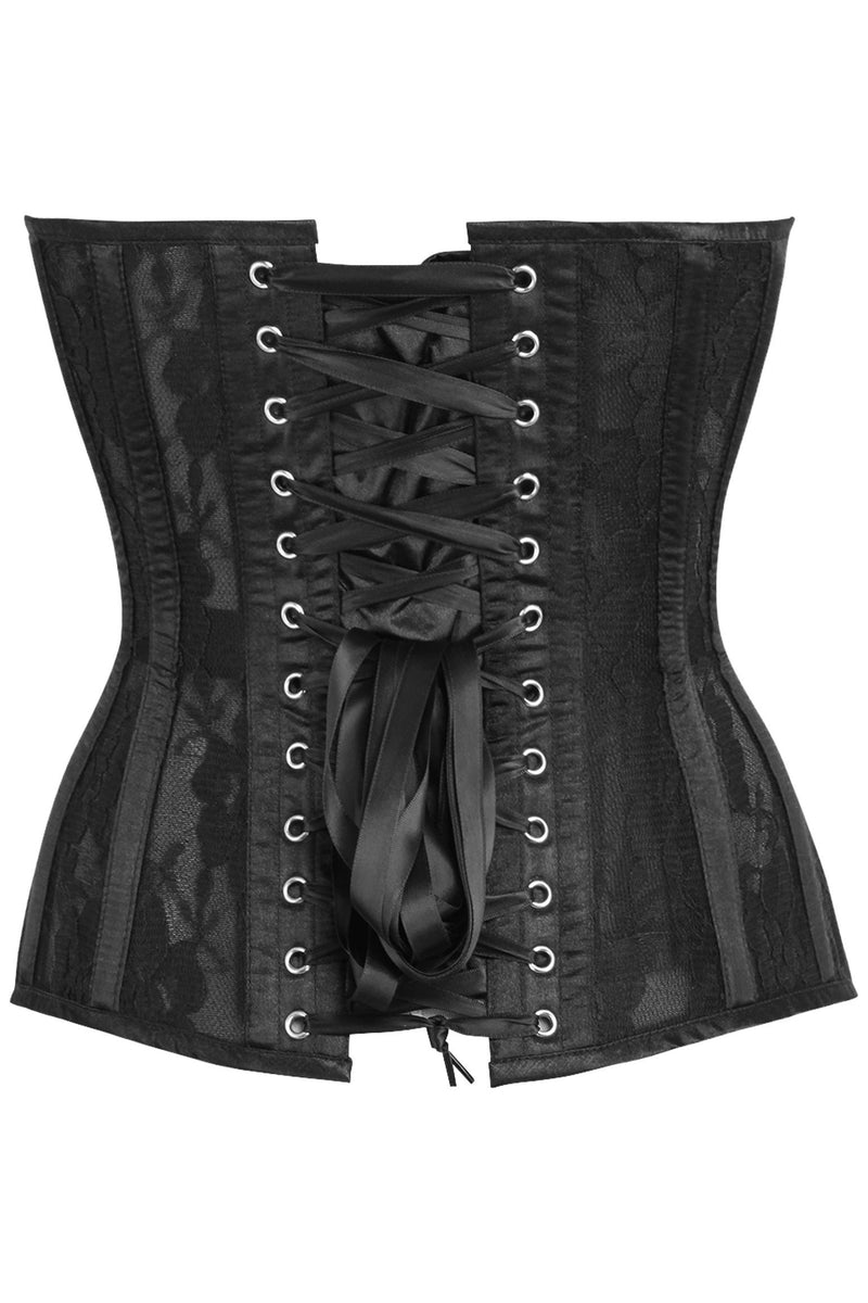 Daisy Corsets Top Drawer Black Sheer Mesh Net & Lace Steel Boned ...