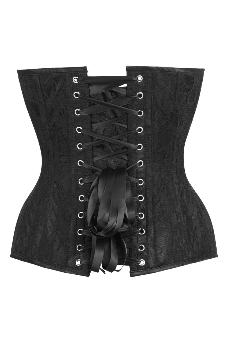 Daisy Corsets Top Drawer Black Satin w/Black Lace Overlay Steel Boned ...