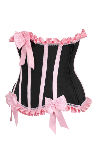 Top Drawer Black/Pink Steel Boned Burlesque Underbust Corset Waist Cincher