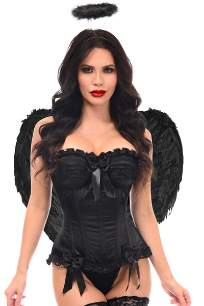 Top Drawer 3 PC Black Burlesque Dark Angel Corset Costume