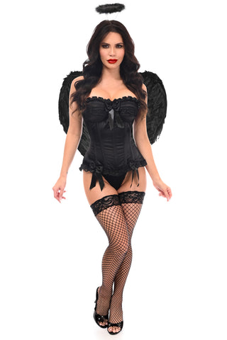 Top Drawer 3 PC Black Burlesque Dark Angel Corset Costume