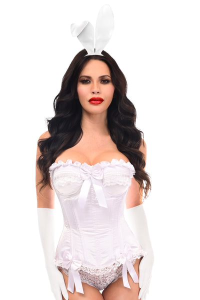Top Drawer 4 PC White Burlesque Bunny Corset Costume