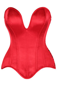 Top Drawer Steel Boned Red Satin Plunge Neckline Overbust Corset