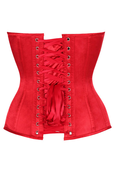 Top Drawer Steel Boned Red Satin Plunge Neckline Overbust Corset