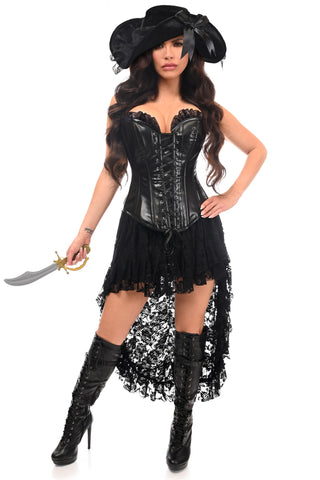 Top Drawer 4 PC Black Lace Premium Pirate Corset Costume