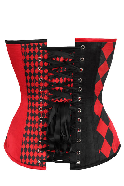 Top Drawer Black/Red Print Steel Boned Corset