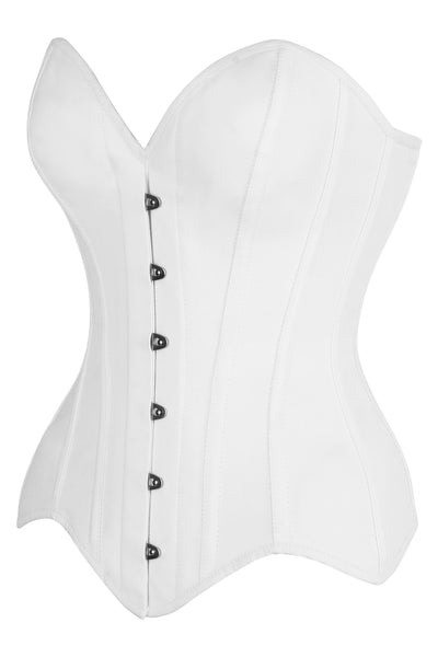 Top Drawer White Cotton Steel Boned Overbust Corset