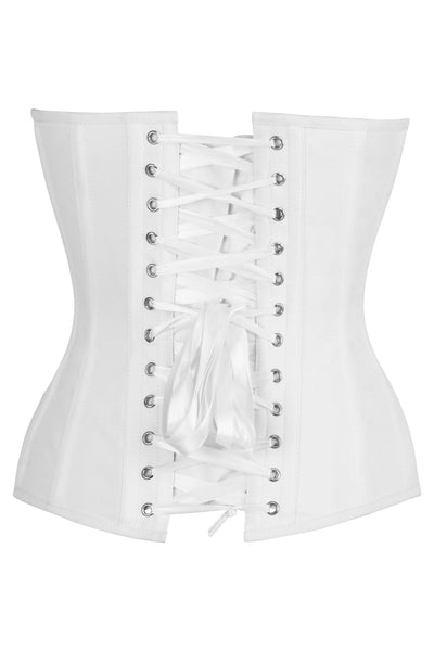 Top Drawer White Cotton Steel Boned Overbust Corset