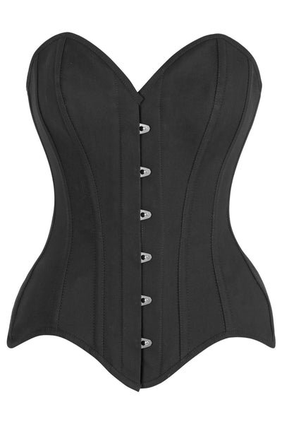 Top Drawer Black Cotton Steel Boned Overbust Corset