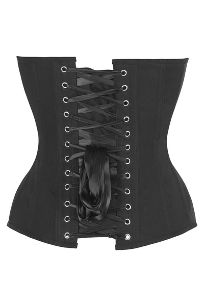 Top Drawer Black Cotton Steel Boned Overbust Corset