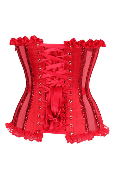 Top Drawer Steel Boned Red Sequin Underwire Bustier Corset