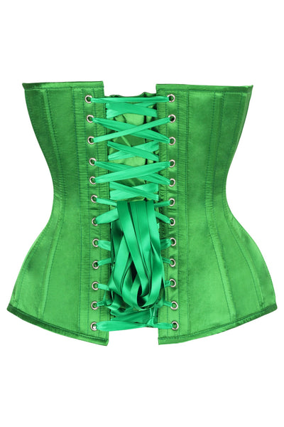 Top Drawer Steel Boned Green Satin Plunge Neckline Overbust Corset