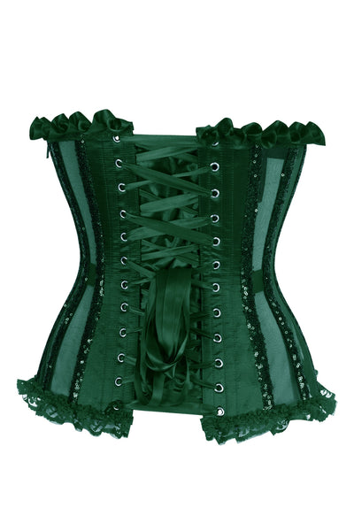 Top Drawer Steel Boned Dark Green Sequin Underwire Bustier Corset