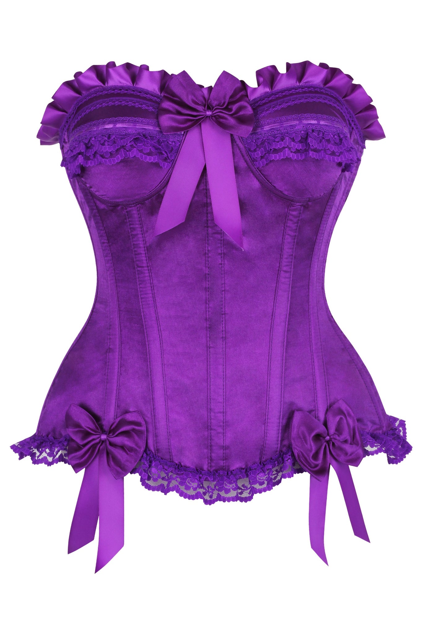 Top Drawer Purple Satin Steel Boned Burlesque Corset