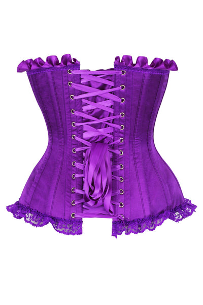 Top Drawer Purple Satin Steel Boned Burlesque Corset