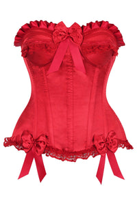 Top Drawer Dark Red Satin Steel Boned Burlesque Corset