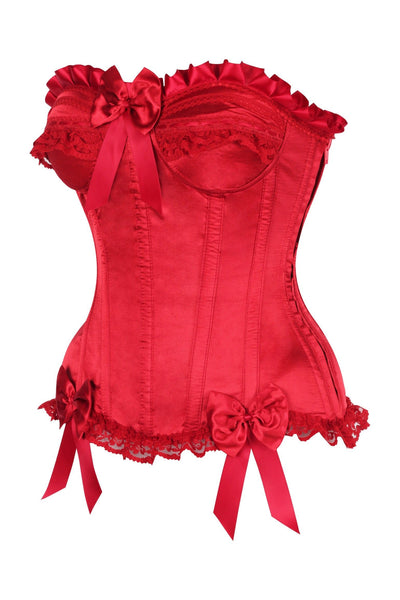 Top Drawer Dark Red Satin Steel Boned Burlesque Corset