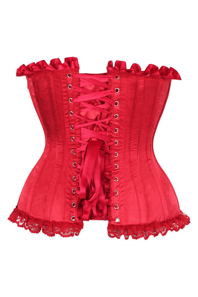 Top Drawer Dark Red Satin Steel Boned Burlesque Corset