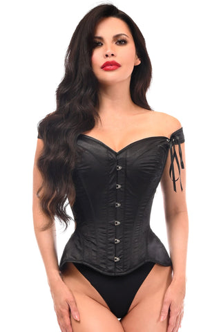Top Drawer Black Satin Steel Boned Corset w/Straps - Daisy Corsets