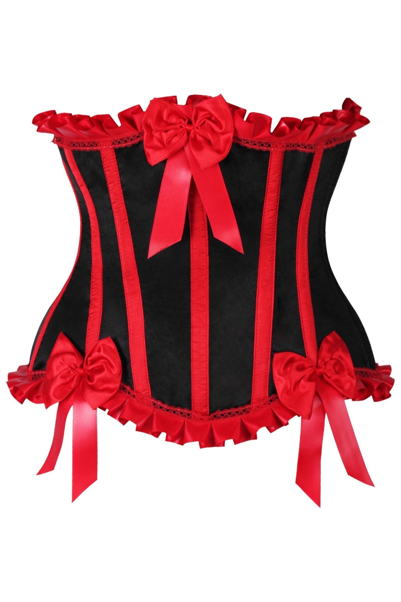 Top Drawer Black/Red Steel Boned Burlesque Underbust Corset Waist Cincher - Daisy Corsets