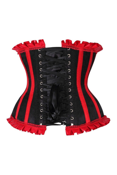 Top Drawer Black/Red Steel Boned Burlesque Underbust Corset Waist Cincher - Daisy Corsets