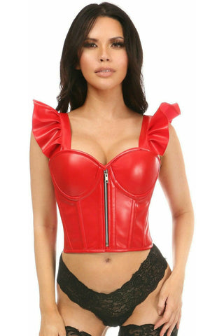 Steel Boned Distressed Faux Leather Underbust Corset Top