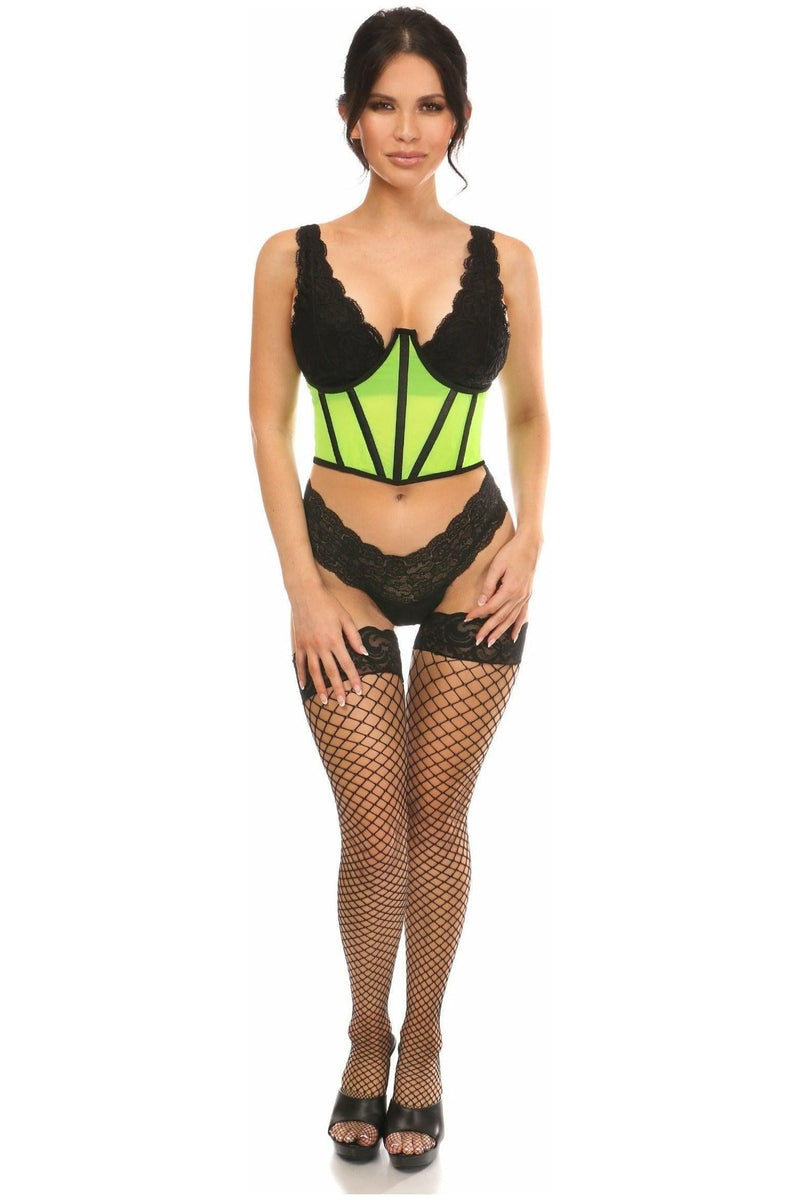 Daisy Corsets Lavish Neon Green Mesh Open Cup Waist Cincher