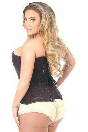 Lavish Dark Brown Lace Overbust Corset w/Zipper - Daisy Corsets