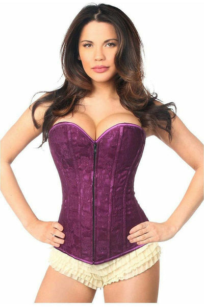 Lavish Magenta Lace Overbust Corset w/Zipper - Daisy Corsets