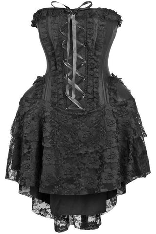 Gothic Vintage Floral Lace Up Overbust Corset Dress – liquidred