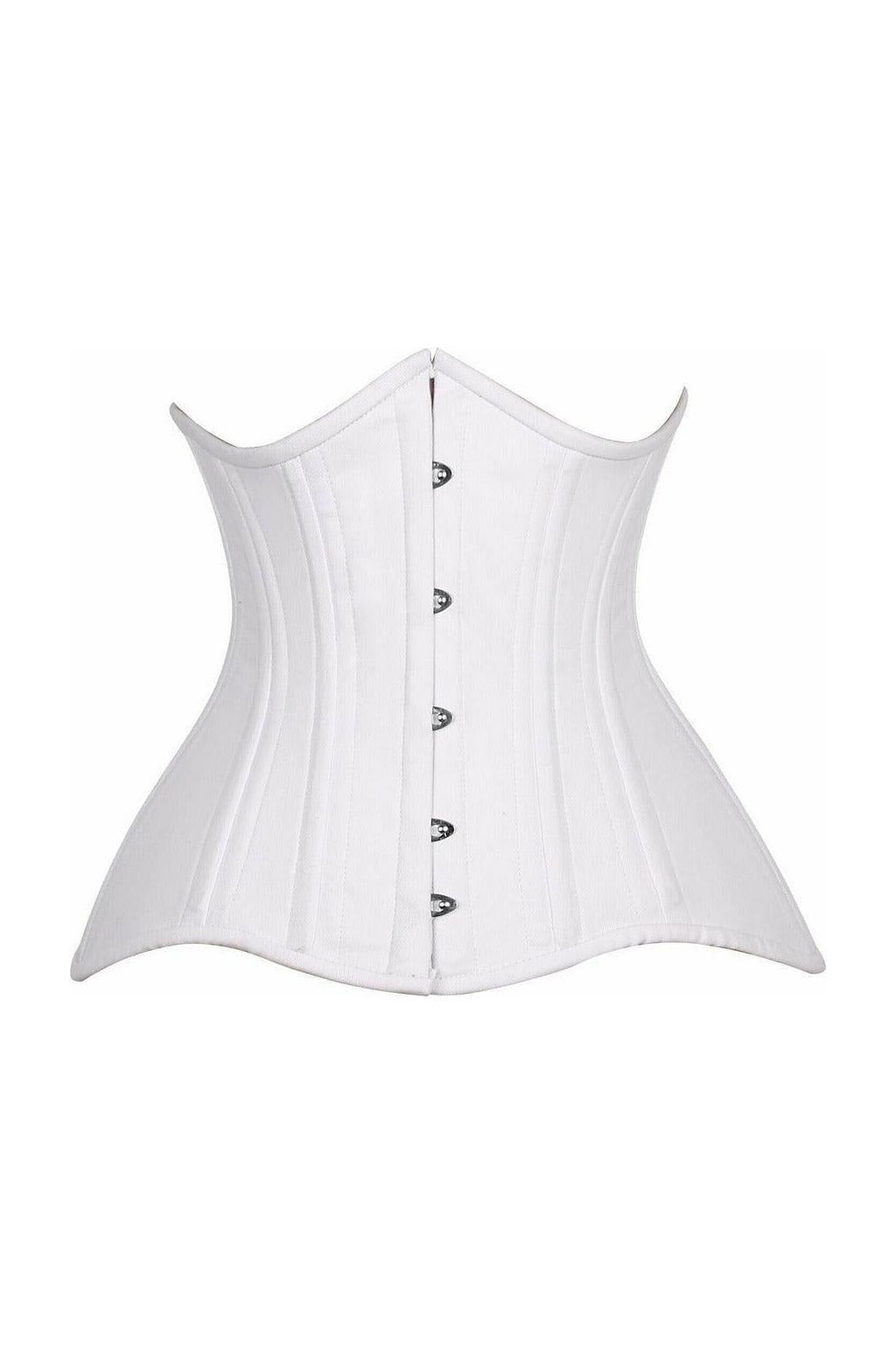 Daisy Corsets Top Drawer CURVY White Cotton Double Steel Boned