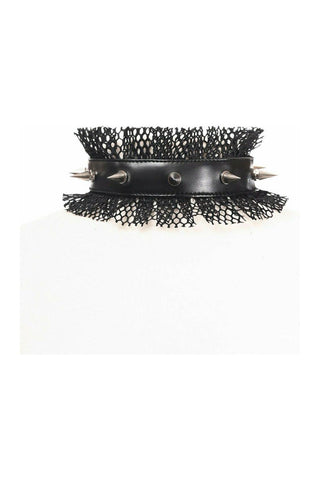 Kitten Collection Black Fishnet Spike Choker - Daisy Corsets