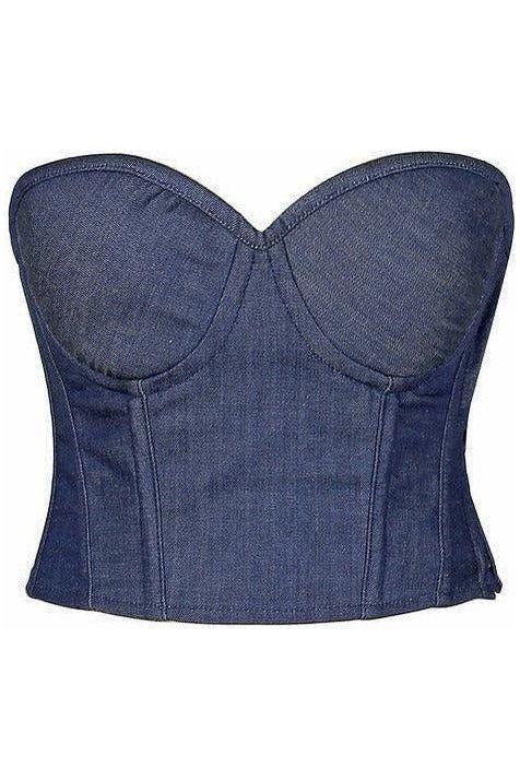 Lavish Blue Denim Underwire Bustier - Daisy Corsets