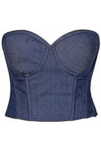 Lavish Blue Denim Underwire Bustier - Daisy Corsets